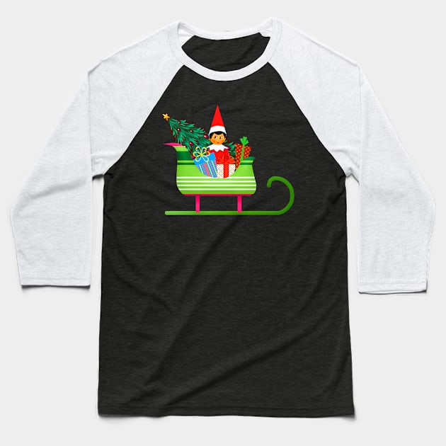 Christmas Elf Gift Boxes Baseball T-Shirt by holidaystore